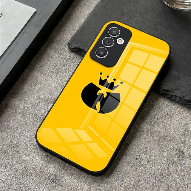 W-Wu Tang Handyhülle mit Glasabdeckung für Samsung Galaxy S25 Ultra S24 S23 S22 S21 S20 sowie A54 A34 A53 A16 in Gelb - Bild 1