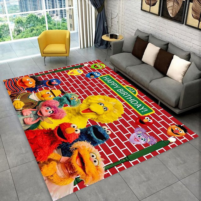 MINISO S-Sesam Street TV Cartoon Teppich, rutschfeste Bodenmatte für Kinder, Mehrfarbig, B/T: 60 x 40 cm - Bild 1
