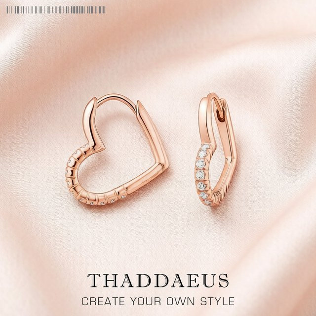 Thaddaeus Creolen-Ohrring, 925 Silber, Roségold, Damen - Bild 1