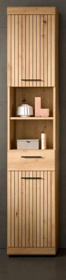 Badezimmer Hochschrank Shawn in Eiche, modern, Braun, B: 37 cm, H: 191 cm - Bild 1