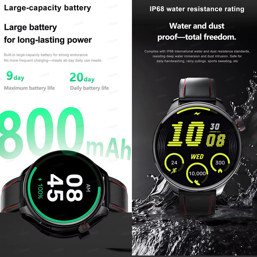 Vwar Smartwatch, T-Rex3 Ultra Pro, 1,75 Zoll, Aluminium, Schwarz, GPS, 5 ATM - Bild 4