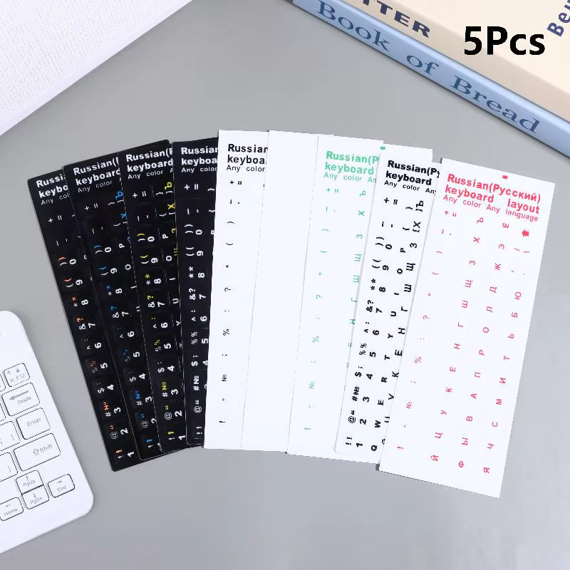 5 Stück russische Tastatur-Aufkleber aus wasserfestem PVC in Weiß für Laptop und Desktop-PC - Bild 2