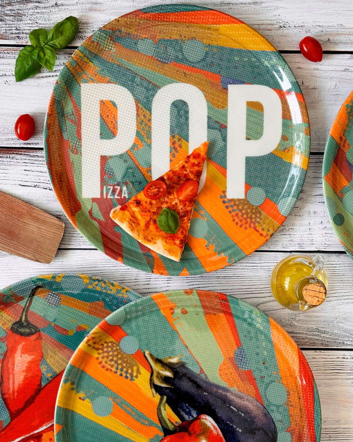 Mäser Pizzateller Pop aus Porzellan, Mehrfarbig (Blau, Grün, Rot, Weiß) - Bild 2