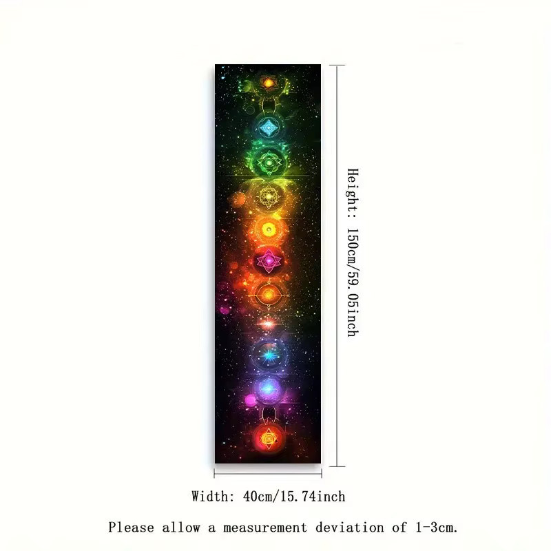 VIKAMA Chakra-Energie Wandteppich mit Mandala-Design in Multicolour, Boho Wandbehang für Yoga und Meditation, B: 130 cm, H: 30 cm - Bild 3