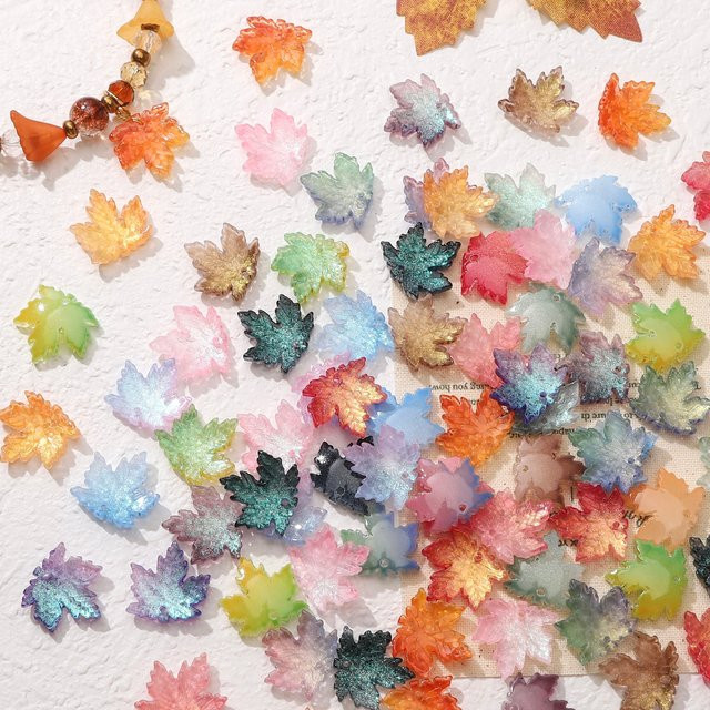 Beadia Glasperlen Ahornblatt-Form, bunt, 16 x 15 mm, Charms - Bild 1