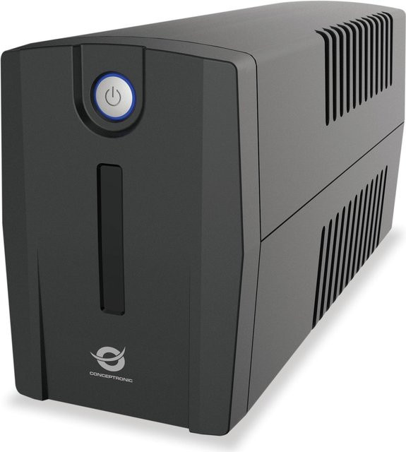 Conceptronic ZEUS 650VA 360W USV mit Überspannungsschutz, USB-A und Ethernet/LAN, Schwarz - Bild 1