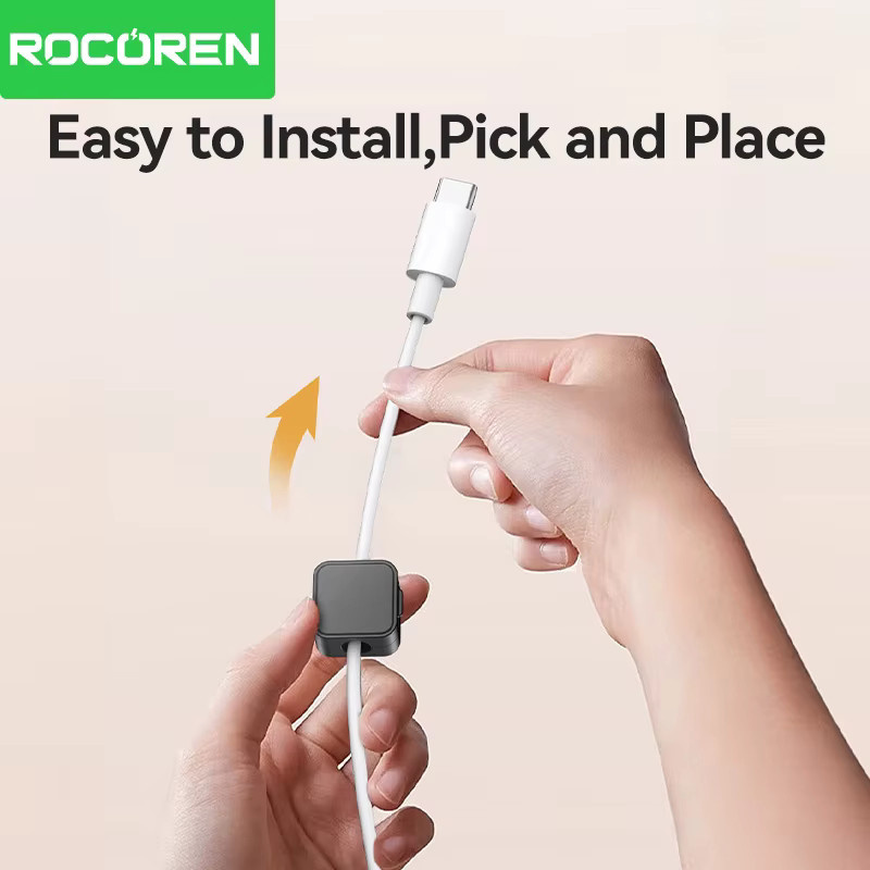 Rocoren Magnetische Kabel-Organizer-Clips in Schwarz, Selbstklebende Kabelmanagement-Halter für Schreibtisch, Büro und Zuhause - Bild 4