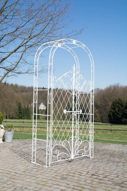 TPFGarden Rosenbogen Melia mit Tor in Weiß aus Metall, Höhe: 220 cm, Breite: 120 cm, Tiefe: 40 cm - Bild 1