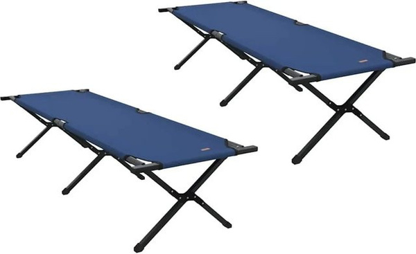 2er-Set vidaXL Klappbare Campingbetten aus Stahl und Oxford-Stoff in Blau, B/T/H: 69 x 193 x 45 cm