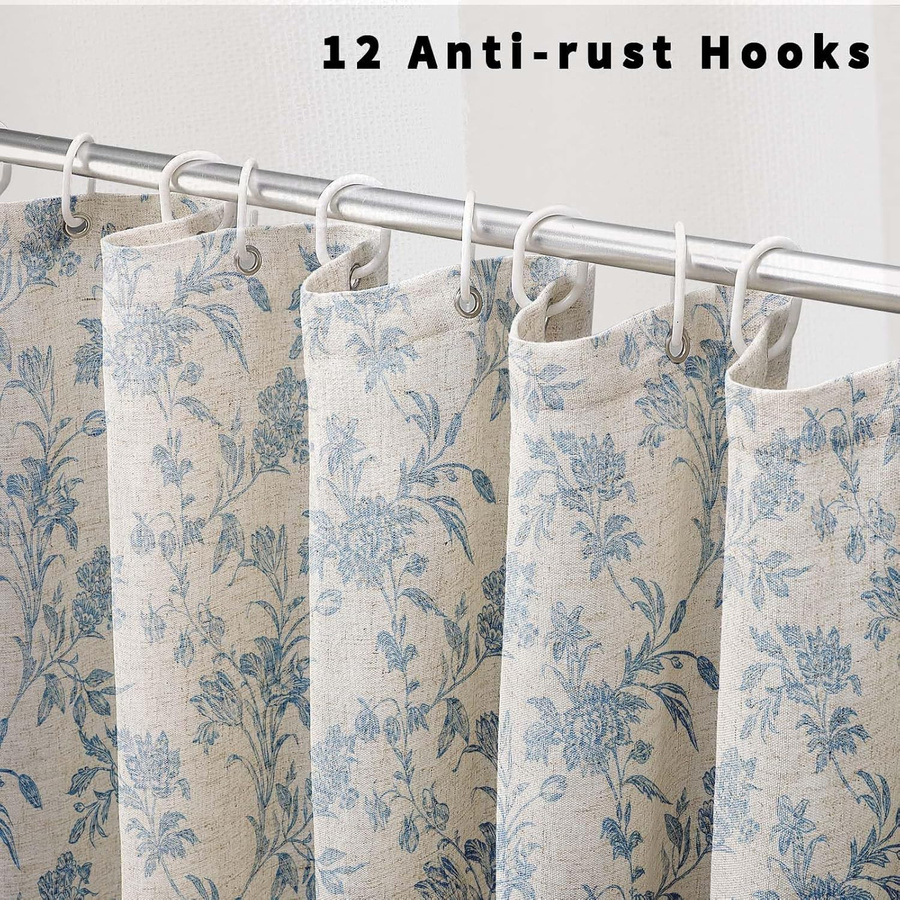 Baifenbai Home Furnishing Duschvorhang mit floralem Blumenmuster in Blau, B/H: 140 x 180 cm - Bild 1