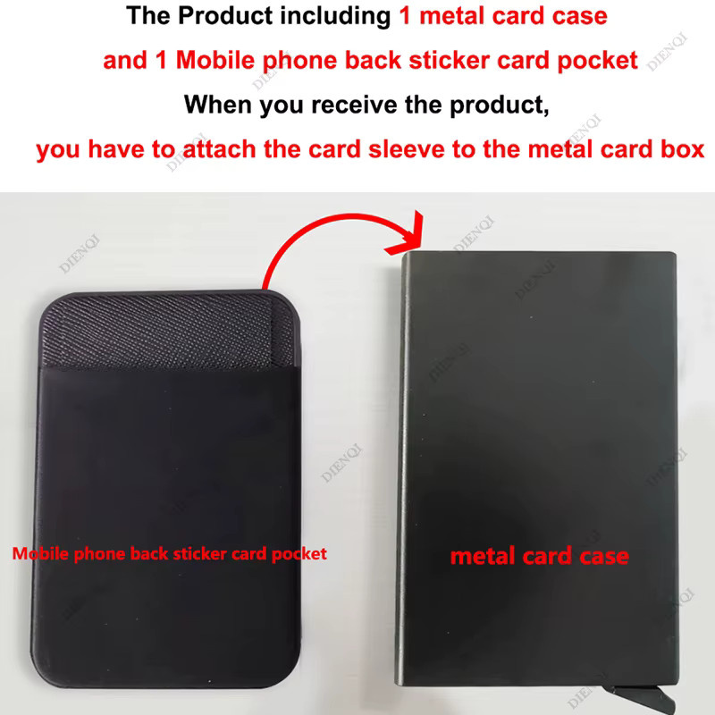 Minimalistischer Pop-Up-Kartenhalter aus Metall und Kohlefaser mit RFID-Schutz in Schwarz und Gold - Bild 4