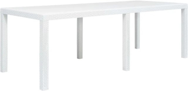 vidaXL Gartentisch in Weiß mit Rattan-Optik aus Kunststoff, B/T/H: 220 x 90 x 72 cm - Bild 1