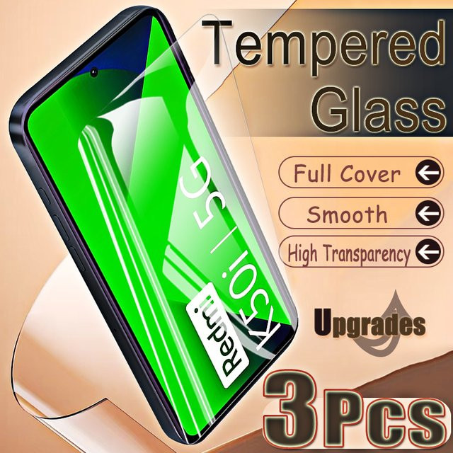 3er-Set gehärtetes Glas Displayschutzfolie für Xiaomi Redmi K50i, transparent, mit Fingerabdruck-Entsperrung und Vollabdeckung - Bild 1