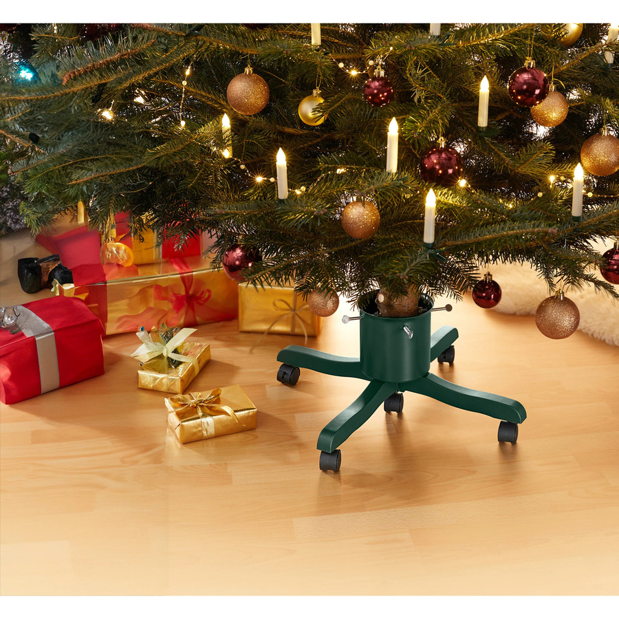Genialo Weihnachtsbaumständer auf Rollen in Grün, rund - Bild 3