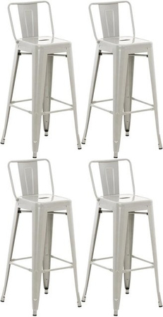 4er Set Barhocker DELUKE LEKEL im Industrial-Stil aus Metall, Farbe Silber, B/T/H: 44 x 43 x 96 cm