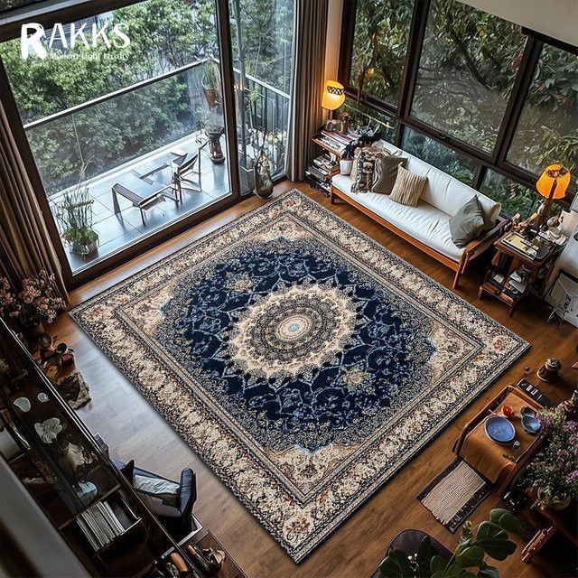 RAKKS Luxuriöser böhmischer Kristallbereichsteppich mit Blumendruck in europäischem Design für Wohnzimmer und Schlafzimmer - Bild 1