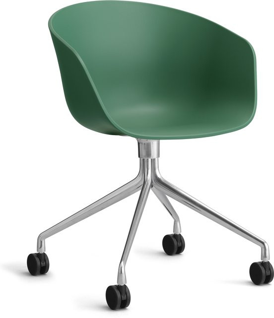 HAY About A Chair AAC 24 Schwenkbarer Designstuhl in Grün mit Stahlgestell - Bild 1
