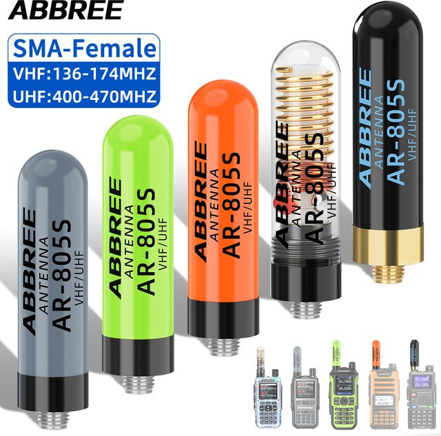ABBREE AR-805S Mini Walkie-Talkie-Antenne mit SMA-Buchse, Dual-Band High-Gain Antenne in Schwarz für Baofeng UV-5R, Mini UV-21 PRO und BF-888S Ham Radio - Bild 1
