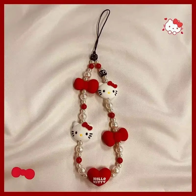 Sanrio Hello Kitty Handyhülle mit Anti-Verlust-Schlüsselband und Anhänger in Rot für Damen - Bild 3