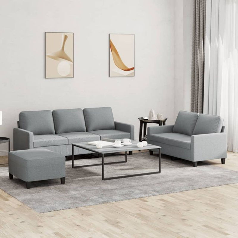 Vidaxl 3-teiliges Lounge-Set in Grau mit Stoffbezug im modernen Design - Bild 1