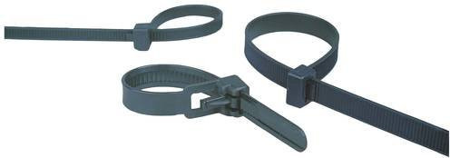 HELU Kabelbinder lösbar Schwarz, Länge: 37 cm, Breite: 0,76 cm, 100 Stück - Bild 1