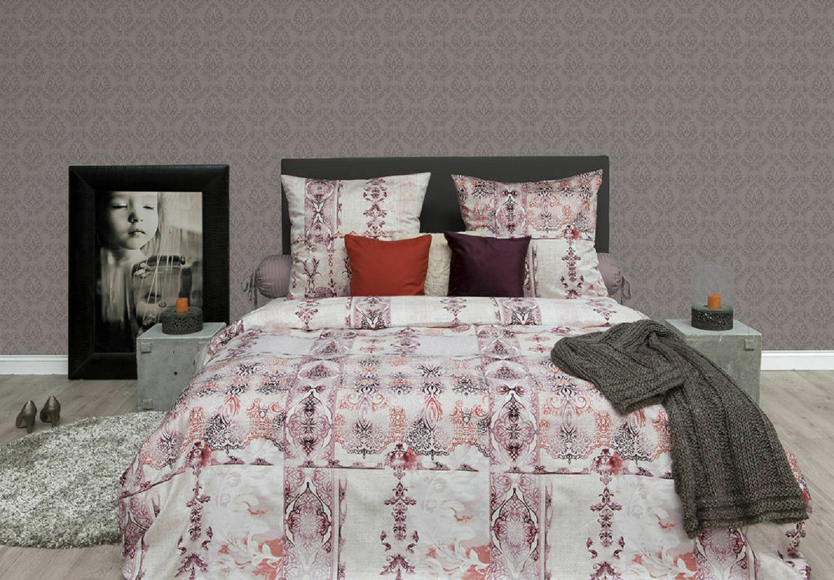 HNL Mako-Satin Bettwäsche Set Tory rosa Nostalgie mit Digitaldruck und floralem Design, Breite: 155 cm, Länge: 220 cm, Kissen: 80 x 80 cm - Bild 1
