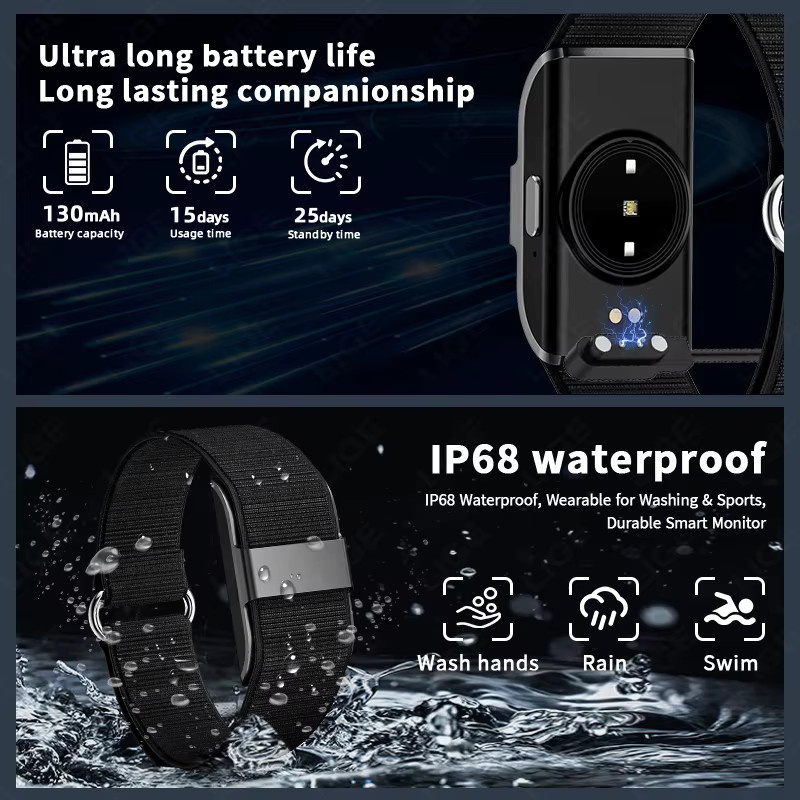 LIGE Smart-Armband Schwarz IP68 Wasserdicht mit Schrittzähler und Gesundheitsmonitor - Bild 5