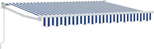 vidaXL Manuell Einziehbare Markise Blau-Weiß aus Polyester, B: 300 cm, T: 200 cm - Bild 1