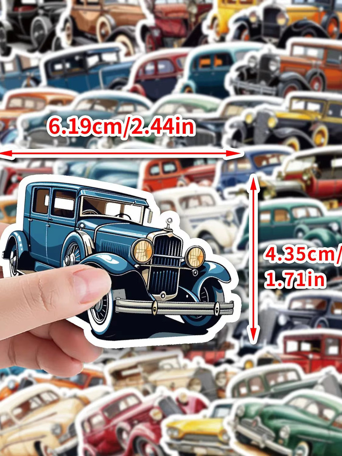 50 oder 100 Stück Vintage Auto Aufkleber im Doodle-Stil, bunte Sticker für Auto, Gitarre, Tasse und Telefon - Bild 6