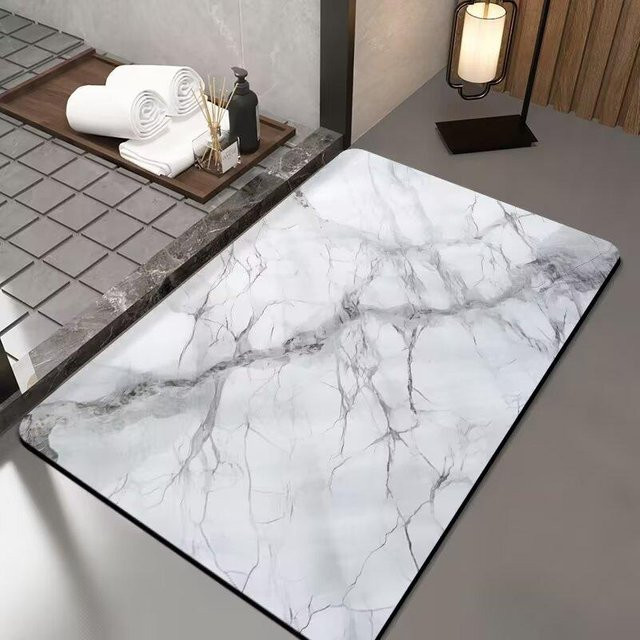 Yiran Furniture Saugfähige Badezimmer Fußmatte aus Diatomeenschlamm in Weiß, B/T: 80 x 50 cm - Bild 1