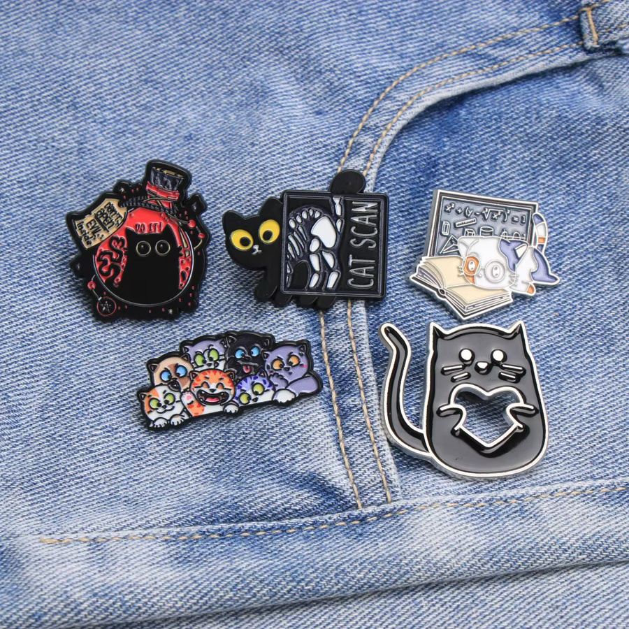 MDKES Emaille-Pin-Set, Cartoon-Punk-Katzen-Anstecknadel, Unisex - Bild 2