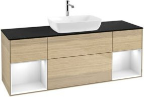 V&B Waschtischunterschrank Finion in Lackausführung mit Eichenregal, Breite: 160 cm, Höhe: 50,1 cm, Tiefe: 50,1 cm - Bild 1