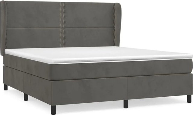 vidaXL Boxspringbett mit Matratze in Dunkelgrau aus Samt, Hybridbett mit Taschenfederkern, B/T: 180 x 200 cm - Bild 1