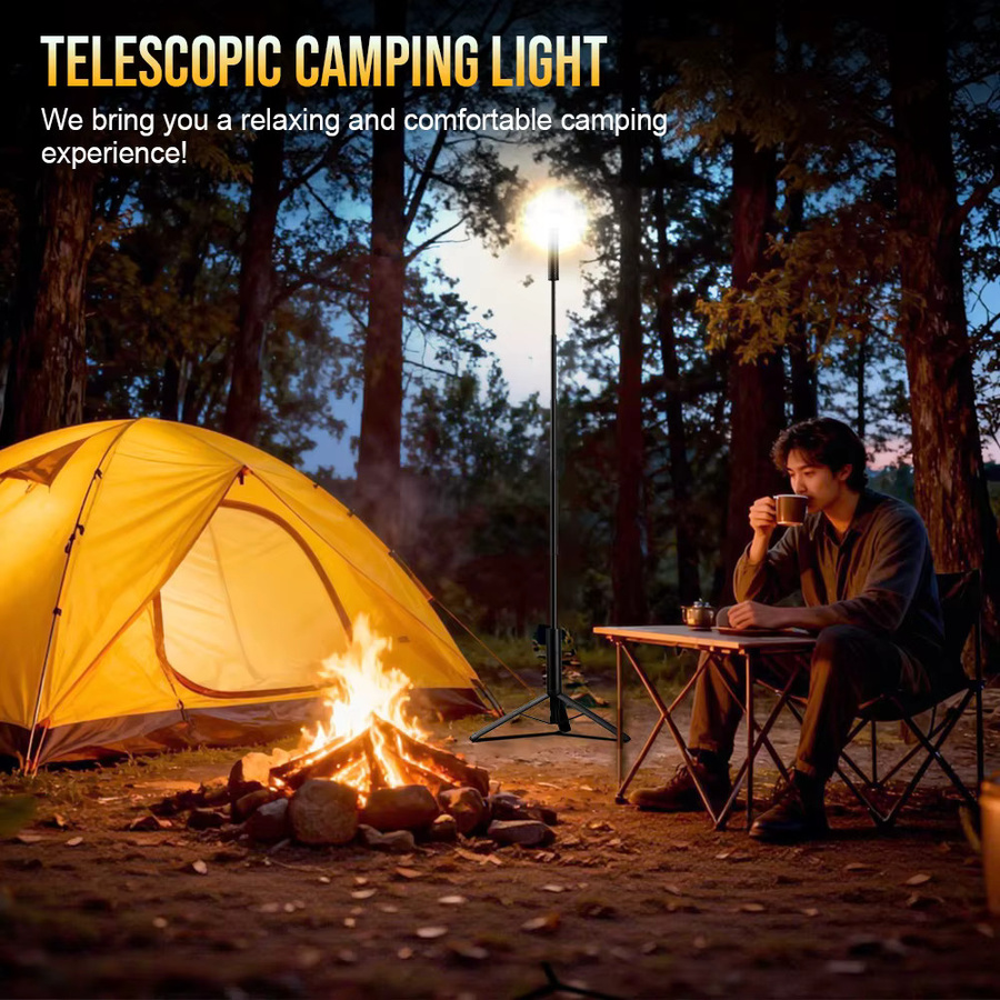 Trustfire WL22-OL Teleskopische magnetische Campinglaterne mit Stativ, Schwarz, Höhe: 150 cm - Bild 2