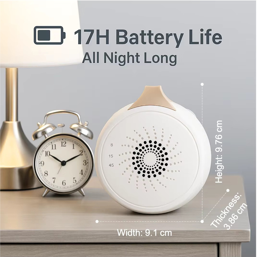 ZUNIQO Baby White Noise Maschine mit Schrei-Erkennung in Weiß, tragbare Schlafhilfe für Neugeborene mit 8 Geräuschen und USB-Wiederaufladung - Bild 4