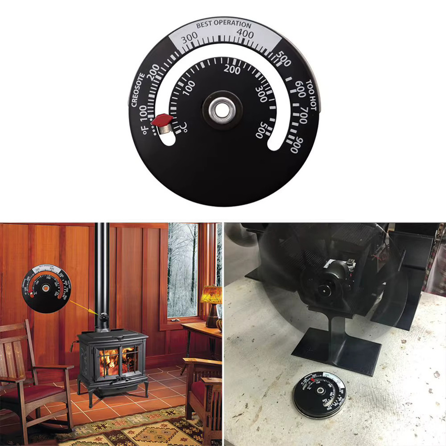 Aideepen Magnetisches Holzofen-Thermometer mit Sonde in Schwarz für Kamin, Ofen, Grill und Backofen - Bild 4