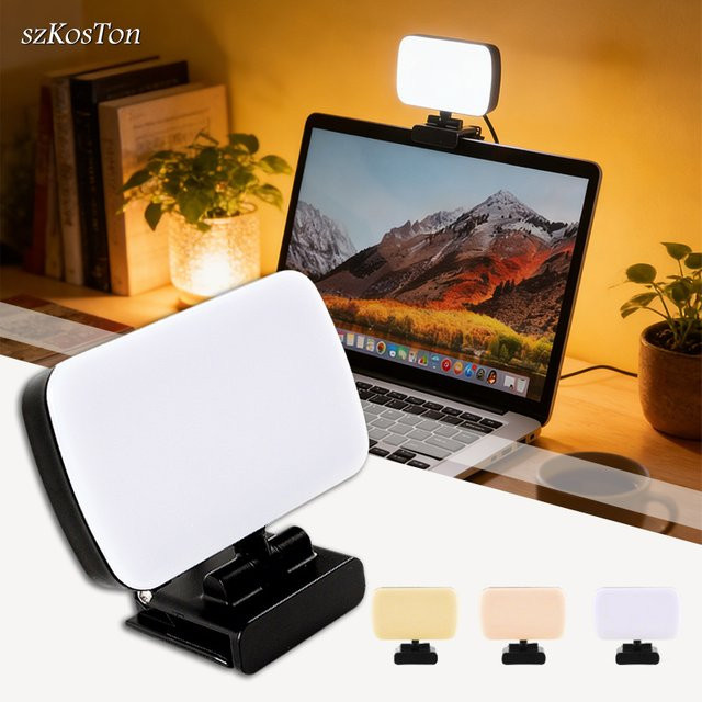 SZKOSTON Tragbares LED-Videolicht für Videokonferenzen und Live-Streaming, 6500K, Schwarz, Clip für Laptop und Webcam - Bild 1