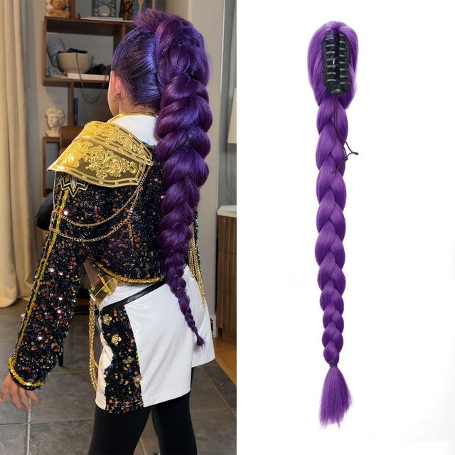 KISANOF HAIR Zopfverlängerung, 24 Zoll, Lila, Synthetisches Haar, Unisex - Bild 1