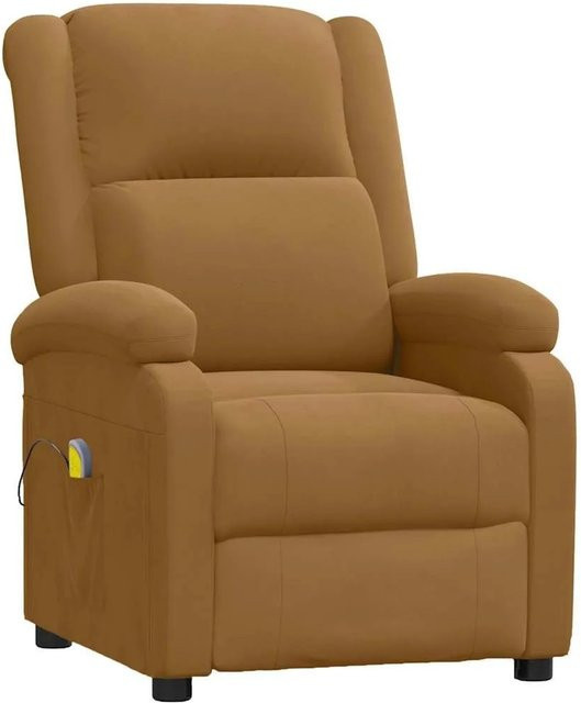 vidaXL Massagesessel aus Samt in Braun mit Armlehnen - Bild 1