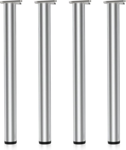 Wiltec Tischbein Set aus Edelstahl in Chrom, 4er Set, verstellbar, Durchmesser: 6 cm, Höhe: 87 cm - Bild 1