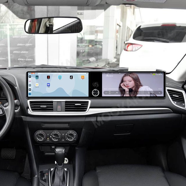 Aotsr Dual Screen Android Auto und CarPlay Multimedia Radio für Mazda Axela 2014-2019 mit GPS, Schwarz, 24,6 Zoll - Bild 1