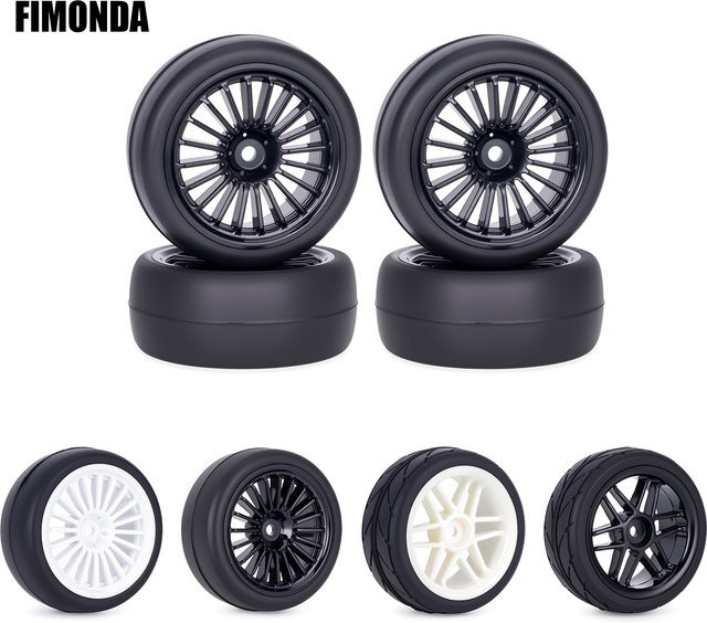 Fimonda RC Racing Wheels Reifen, 4-teiliges Set, 65*26mm, mit 12mm Sechskantfelgen - Bild 1