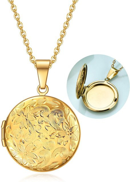 WKOUD Foto Medaillon Halskette Edelstahl, Gold, Damen - Bild 1