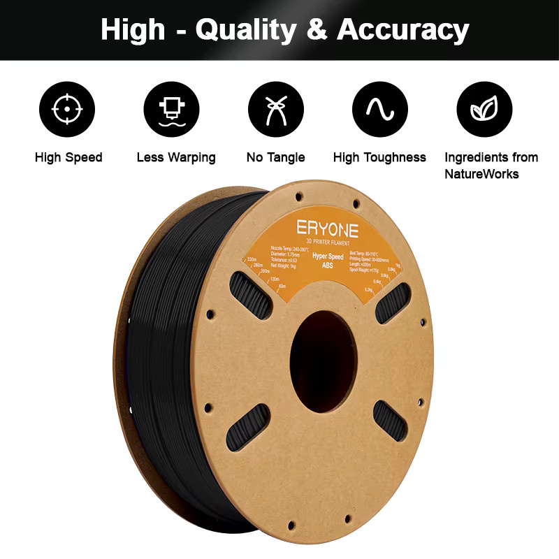ERYONE Hochgeschwindigkeits-ABS 3D-Drucker-Filament für FDM, 1 kg, erhältlich in Grau und Schwarz - Bild 3