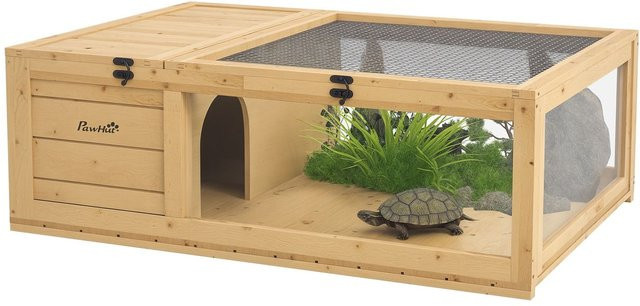 PawHut Schildkrötengehege aus Fichtenholz in Braun - Bild 1