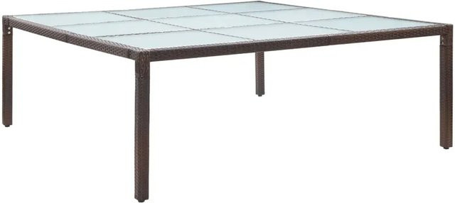 vidaXL Garten-Esstisch aus Polyrattan in Braun mit Hartglas, B/T/H: 200 x 200 x 74 cm - Bild 1