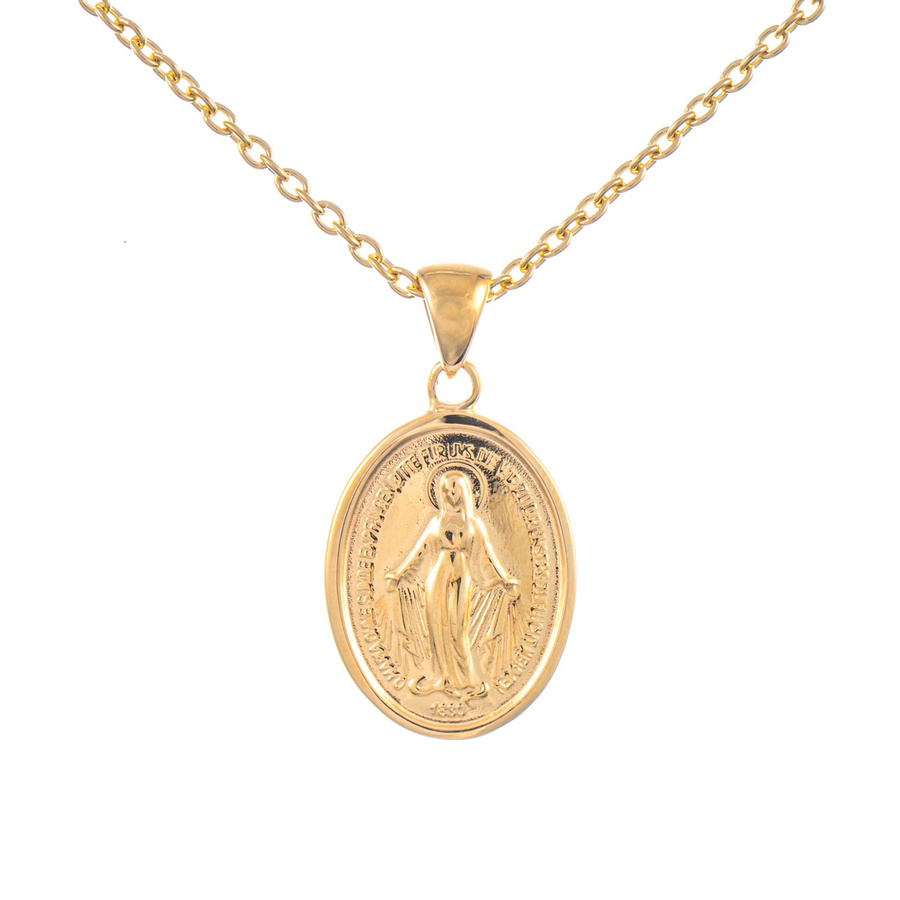 Anhänger Maria mit Kette, 925 Silber vergoldet, Unisex - Bild 1
