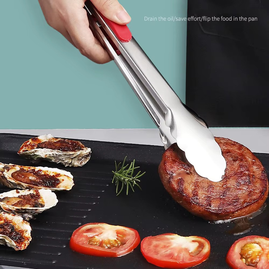 Rutschfeste Grillzange aus Edelstahl in Silber für Fleisch, Salat und Brot - Bild 5