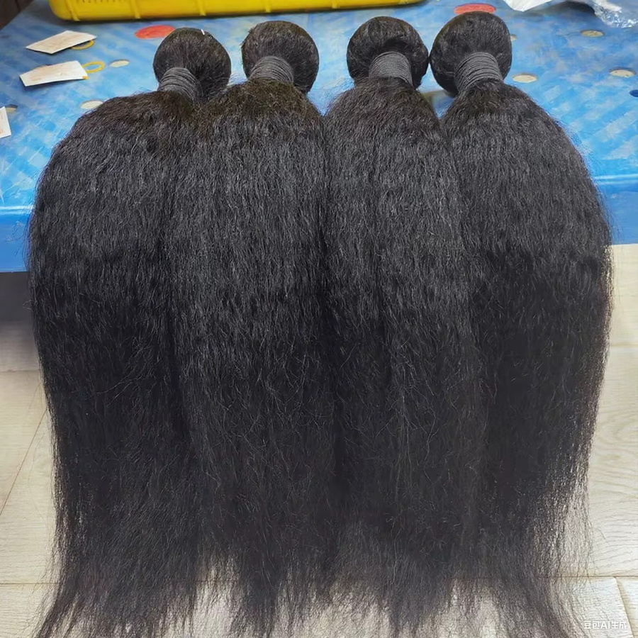 BINF Kinky Straight Echthaar-Bündel, Burmesisches Yaki Straight, Damen - Bild 4