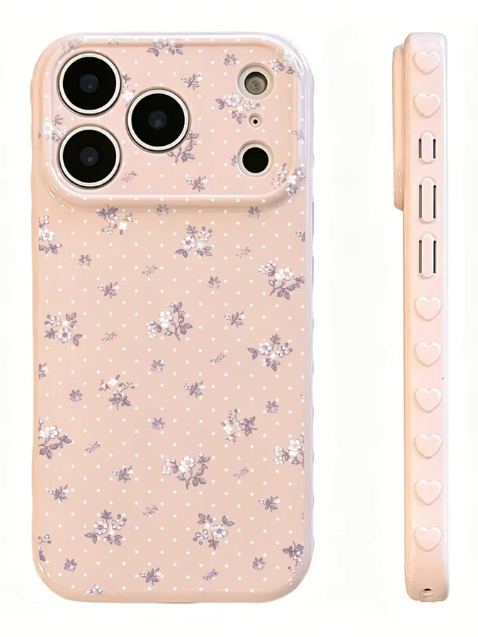 Blumige Silikon-Handyhülle für Apple iPhone mit Linsenschutz in Creme-Rosa - Bild 6